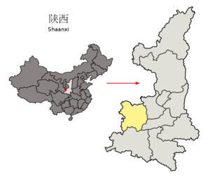 Localisation de la préfecture de Baoji (en jaune)