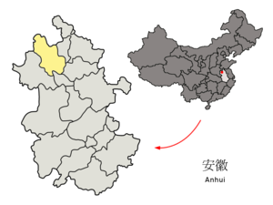 Localisation de la préfecture de Bozhou (en jaune)