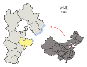 Localisation de la préfecture de Cangzhou (en jaune)