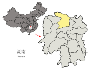 Localisation de la préfecture de Changde (en jaune)