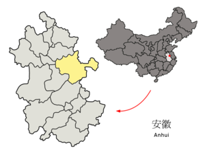 Localisation de la préfecture de Chuzhou (en jaune)