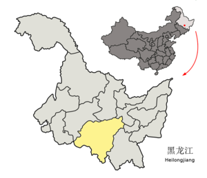 Localisation de la préfecture de Harbin (en jaune)