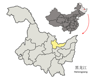 Localisation de la préfecture de Hegang (en jaune)