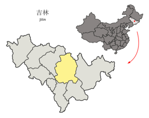 Localisation de la préfecture de Jilin (en jaune)