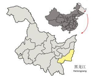 Localisation de la préfecture de Jixi (en jaune)