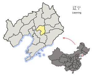 Localisation de la préfecture de Liaoyang (en jaune)