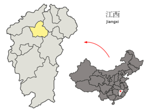 Localisation de la préfecture de Nanchang (en jaune)