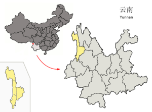 Localisation de la préfecture de Nujiang (en jaune)