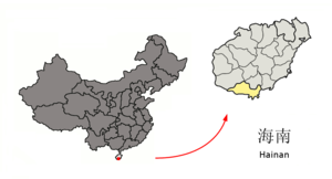 Localisation de la ville de Sanya dans sa préfecture (en jaune)