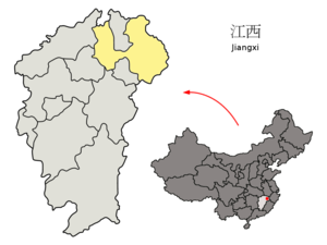 Localisation de la préfecture de Shangrao (en jaune)