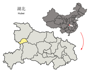 Localisation du district de Shennongjia (en jaune)