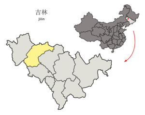 Localisation de la préfecture de Songyuan (en jaune)