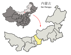 Localisation de la préfecture d'Ulaan Chab (en jaune)
