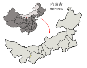 Localisation de la préfecture de Wuhai (en jaune)