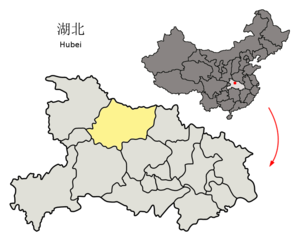 Localisation de la préfecture de Xiangfan (en jaune)