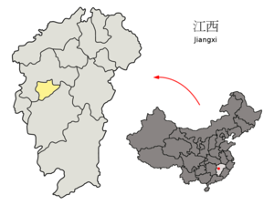 Localisation de la préfecture de Xinyu (en jaune)