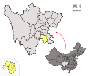 Localisation de la ville de Yibin et de sa préfecture (en jaune)