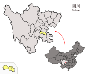 Localisation de la ville de Zigong et de sa préfecture (en jaune)