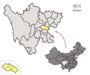 Localisation de la ville de Ziyang et de sa préfecture (en jaune)