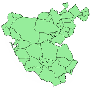 Carte des communes de la province de Cadix