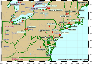 Northeast USA Nuclear power plants map.png