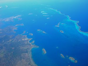 la passe de Dumbéa, entre le récif Aboré et le récif Mbéré, au nord-ouest de Nouméa, ne fait pas partie des 6 sites reconnus par l'UNESCO