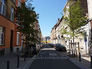 La rue Gendebien vue depuis la rue du Progrès