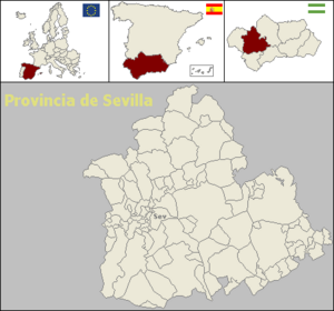 Carte des communes de la Province de Séville