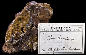  Smithsonite – Autographe de Felix Pisani,Graphic Mine, Nouveau-Mexique, USA