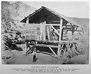 James W. Marshall le 24 janvier 1848, venant de découvrir de l'or à Sutter's Mill.