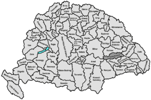 Map highlighting comitat de Torda-Aranyos comté du royaume de Hongrie