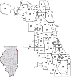 Les 77 secteurs communautaires de la ville de Chicago