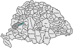 Map highlighting comitat de Zala comté du royaume de Hongrie
