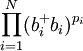\prod\limits_{i=1}^{N}(b_{i}^{+}b_{i})^{p_{i}}