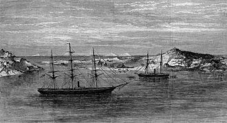 Le bateau USS Congress et le Polaris en arrière plan.