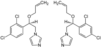 Énantiomère R de l'imazalil (à droite) et S-imazalil (à gauche)