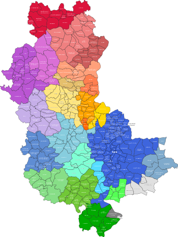 Carte du des intercommunalités du Rhône.