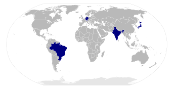 Pays formant le G-4 (bleu nuit)