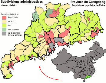 Guangdong administrative divisions 2009 2levels-fr.svg