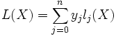 L(X) = \sum_{j=0}^{n} y_j l_j(X)