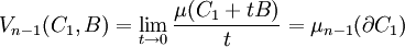  V_{n-1}(C_1,B) = \lim_{t \to 0} \frac {\mu(C_1 + tB)}t = \mu_{n-1}(\partial C_1)