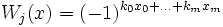 W_j(x) = (-1)^{k_0 x_0 + ... + k_m x_m}