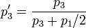 p_3'=\frac{p_3}{p_3+p_1 /2}
