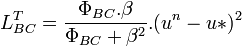 L_{BC}^T = \frac {\Phi_{BC}.\beta}{\Phi_{BC} + \beta^2}.(u^n - u*)^2