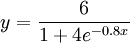 y = \frac{6}{1+4e^{-0.8x}}