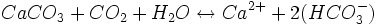 CaCO_3 + CO_2 + H_2O \leftrightarrow Ca^{2+} + 2(HCO_3^{-})