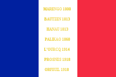 Drapeu tricolore français avec des dates des dates de batailles au centre
