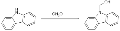 Réaction entre un carbazole et le formaldéhyde pour former le carbazol-9-yl-méthanol