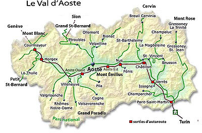 Carte du Val d'Aoste