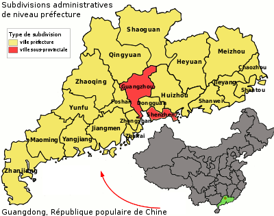 Guangdong, Villes préfectures et villes provinciales-2.svg